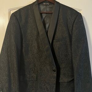 Elegant Black Jacquard Men's Tuxedo Blazer